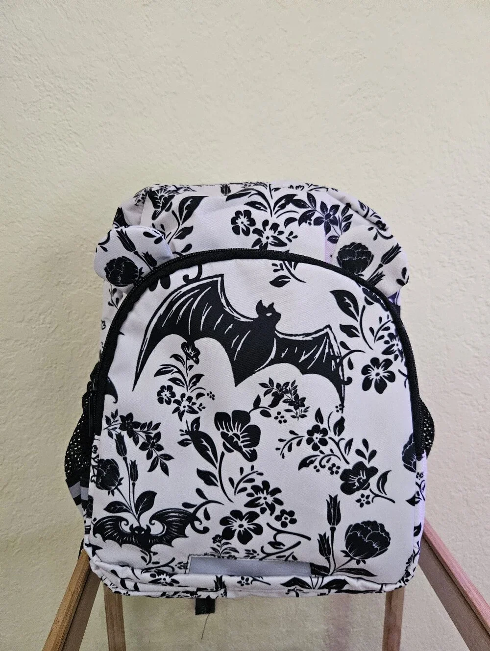 Feifeiyu Black & White Floral Bat Print Backpack - Women Bags